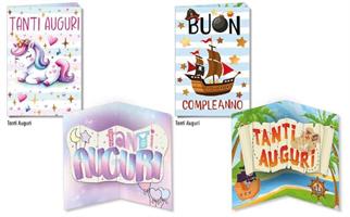 BIGLIETTI AUGURI COMPLEANNO BAMBINI SAGOMATI CROMO CF12 BC.9950