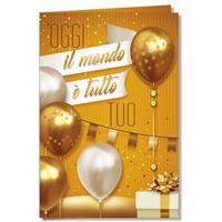 BIGLIETTI AUGURI COMPLEANNO ADULTO PALLONCINI CROMO CF12 BC.7331