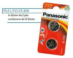PILA PANASONIC LITIO R2016 DA 2 PILE C302016