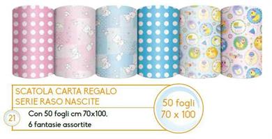 CARTA REGALO 70X100 SERIE RASO NASCITE 50FG R4450GEI