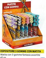 MATITA CON 3 GOMME ANIMALI EXPO 42 PZ 26NIK046