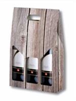 PORTABOTTIGLIA CARTONE 3 POSTI GRAF.LEGNO 27X9X40 CF20 C3/95/16