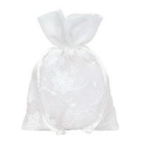 SACCHETTO CHIFFON 10X14 FIORI COL. CREMA PIOVACCARI 3130M