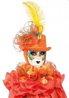 CARNEVALE ACC. COPRICAPO VENEZIANO ARANCIO C/MANTELLINA 06137