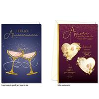 BIGLIETTI AUGURI ANNIVERSARIO BLU E BORDEAUX CF12 AN.8038