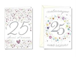 BIGLIETTI AUGURI ANNIVERSARIO 25 ANNI CF12 CROMO AN.8883