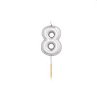 CANDELA N.8 METAL ARGENTO 8CM 50528