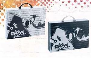 VALIGETTA POLIONDA 27x37,5x8 BLACK&WITE STAMP. CF6 PF14254B&W