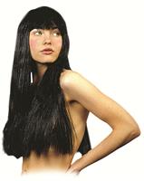 CARNEVALE PARRUCCA LUNGA NERA FOLTA IGNIFUGA 48062