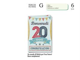 BIGLIETTI AUGURI BUON COMPLEANNO 20 ANNI CF6 CROMO NU.9856