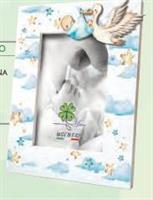 CORNICE BABY 10X15 LEGNO AZZURRO CICOGNA BF134