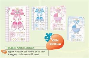 BIGLIETTI AUGURI NASCITA ROTELLA CROMO CF12 NA.7189