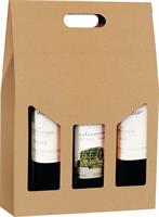 PORTABOTTIGLIA CARTONE 3 POSTI LISCIO AVANA CF20 VN3S/KAV