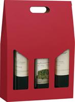 PORTABOTTIGLIA CARTONE 3 POSTI LISCIO ROSSO CF20 VN3S/VRO