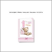 BIGLIETTI AUGURI COMPLEANNO 1 ANNO ORSETTO ROSA 6PZ NU.6082
