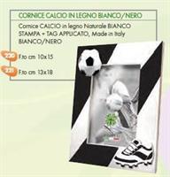 CORNICE CALCIO 10X15 LEGNO BIANCO-NERO BF156