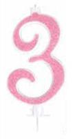 CANDELA N. 3 GLITTER ROSA CM 14 PZ12 EA0383