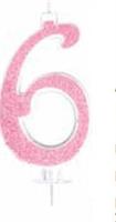 CANDELA N. 6 GLITTER ROSA CM 14 PZ12 EA0386