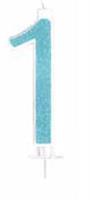 CANDELA N. 1 GLITTER BLU CM 14 PZ12 EA0391
