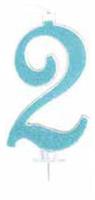 CANDELA N. 2 GLITTER BLU CM 14 PZ12 EA0392