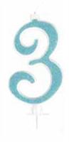 CANDELA N. 3 GLITTER BLU CM 14 PZ12 EA0393