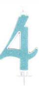 CANDELA N. 4 GLITTER BLU CM 14 PZ12 EA0394