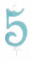 CANDELA N. 5 GLITTER BLU CM 14 PZ12 EA0395