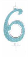 CANDELA N. 6 GLITTER BLU CM 14 PZ12 EA0396