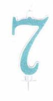 CANDELA N. 7 GLITTER BLU CM 14 PZ12 EA0397