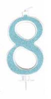 CANDELA N. 8 GLITTER BLU CM 14 PZ12 EA0398
