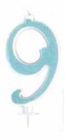 CANDELA N. 9 GLITTER BLU CM 14 PZ12 EA0399