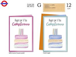 BIGLIETTI AUGURI COMPLEANNO TORTE CF12 CROMO BC.9072