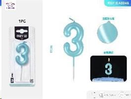 CANDELA N.3 BLU 6 CM EA0346