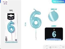 CANDELA N.6 BLU 6 CM EA0349