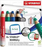 MATITONE STABILO MARKDRY AST 4PZ + PANNO E TEMPERINO 648/4