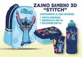 ZAINETTO 3D STITCH AZZURRO CON KIT ACCESSORI PRANZO VP0808ST
