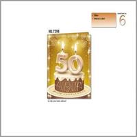 BIGLIETTI AUGURI COMPLEANNO 50 ANNI TORTA CF6 CROMO NU.7298