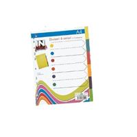 DIVISORI COLORATI A4 CARTONCINO 6PZ 140GR IN LINEA 40592 0955
