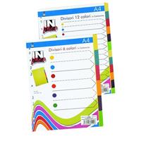 DIVISORI COLORATI A4 CARTONCINO 12PZ 140GR IN LINEA 40593 0956