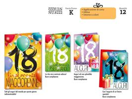 BIGLIETTI AUGURI COMPLEANNO 18 ANNI CF12 CROMO NU.8222