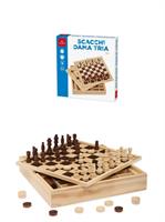 GIOCO IN LEGNO SCACCHI DAMA TRIA TOP 30CM 8+ DAL NEGRO 53908