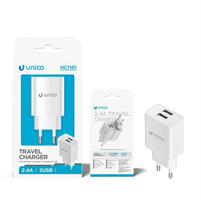 ACCESSORI CELLULARI PRESA MURO 2PORTA USB 2.4A B. UNICO HC1161