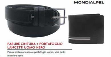 MONDIALPEL PARURE LANCETTI CINT+P.FOGLIO UOMO NERO 25S-060N
