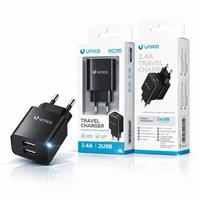ACCESSORI CELLULARI PRESA MURO 2PORTA USB 2.4A B.NERO HB1161