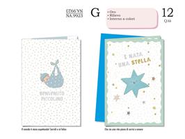 BIGLIETTI AUGURI NASCITA ASS 12PZ 11,5X17 CROMO NA.9923/9924 170