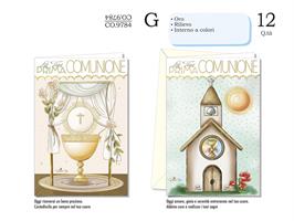 BIGLIETTI AUGURI COMUNIONE ORO RILIEVO 11,5X17 CROMO CO.9784 163