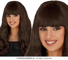 CARNEVALE PARRUCCA LUNGA CASTANA LISCIA FOLTA IGNIFUGA 48063