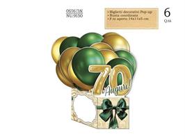 BIGLIETTI AUGURI COMPLEANNO 70 ANNI POP UP CROMO 6PZ NU.9150