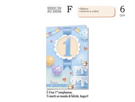 BIGLIETTI AUGURI COMPLEANNO 1° ANNO BIMBO 6PZ NU.10058