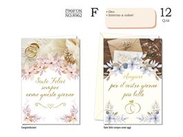 BIGLIETTI AUGURI MATRIMONIO DA 12PZ CROMO NO.8962